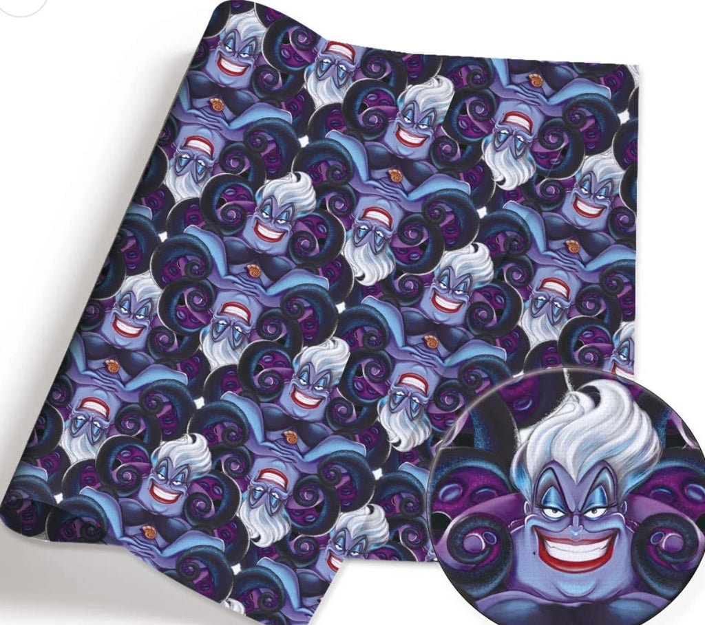 Disney Villain Ursula Little Mermaid Polycotton Fabric - Half Yard (18” x 55”) 83255