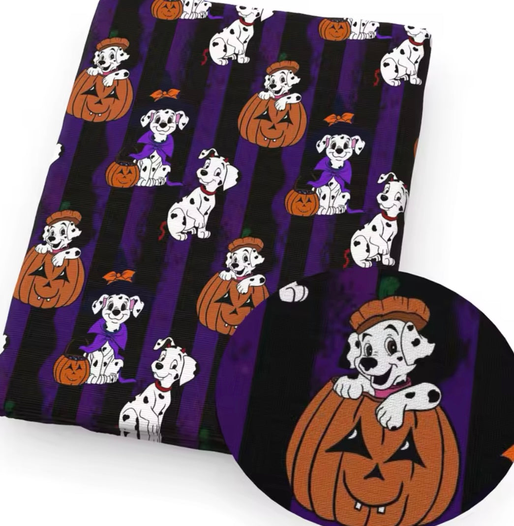 Dalmatians Halloween polyCotton Fabric Half Yard (18” x 55”)