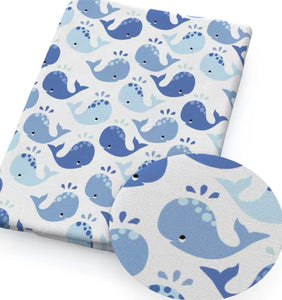 Whales polyCotton Fabric Half Yard (18” x 55”)