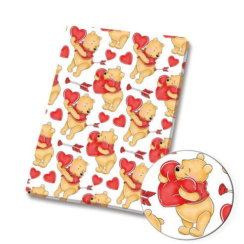 Honey Bear Love Hearts Polycotton Fabric - Half Yard (18” x 55”) 33667