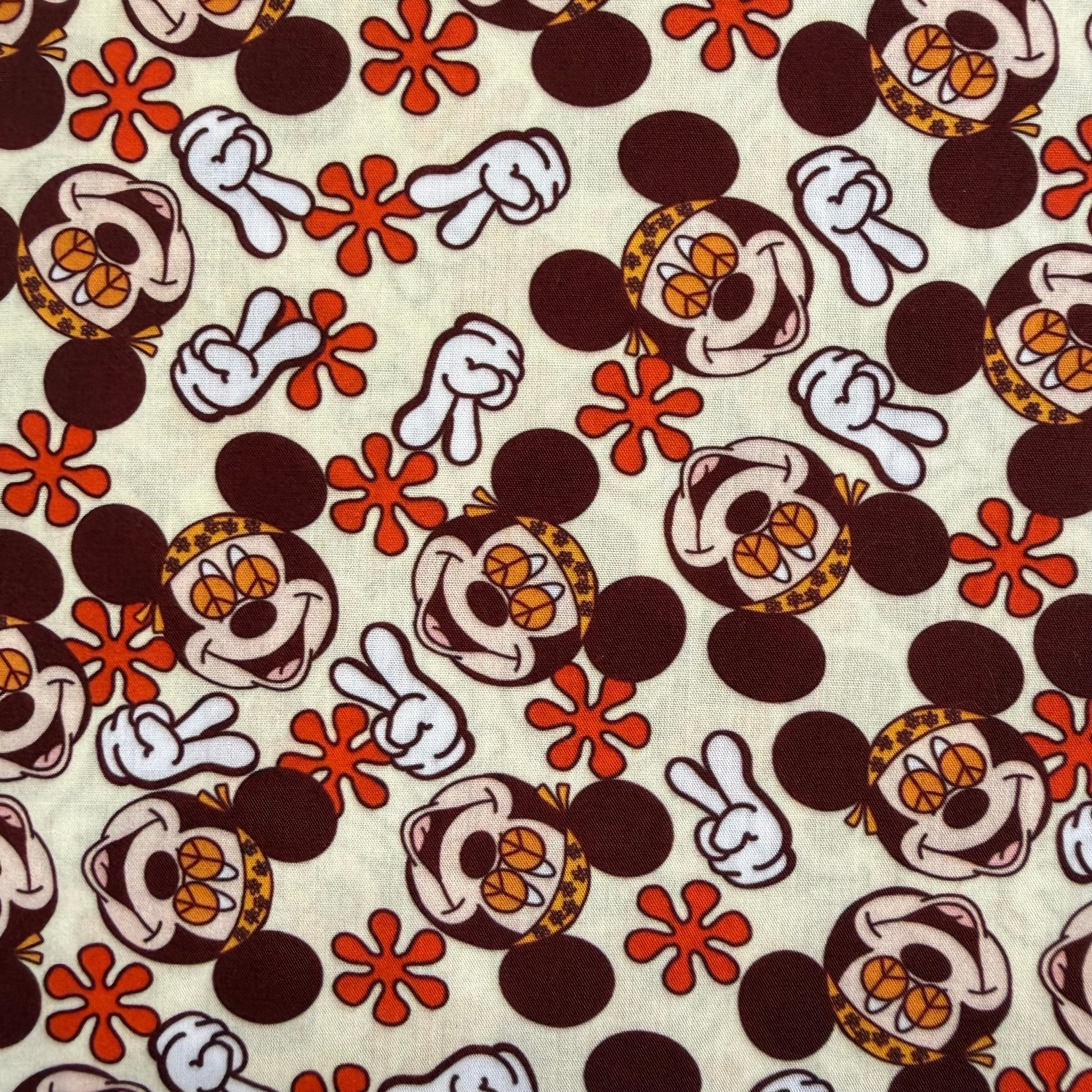 Classic Mouse Hippie Polycotton Fabric - Half Yard (18” x 44”) 2412