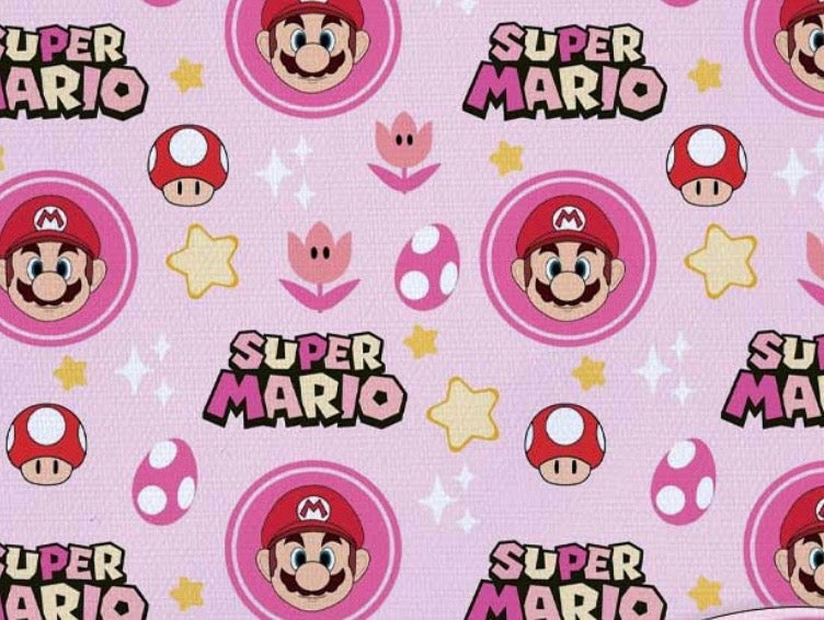 Super Mario Toad game Polycotton Fabric - Half Yard (18” x 55”) 33116