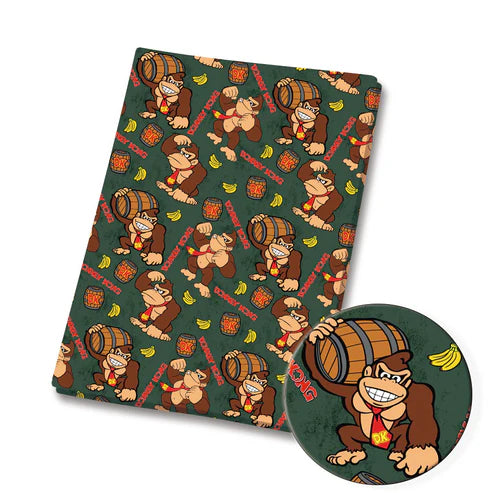 Plumber Brothers Gorilla game Polycotton Fabric - Half Yard (18” x 55”) 34436