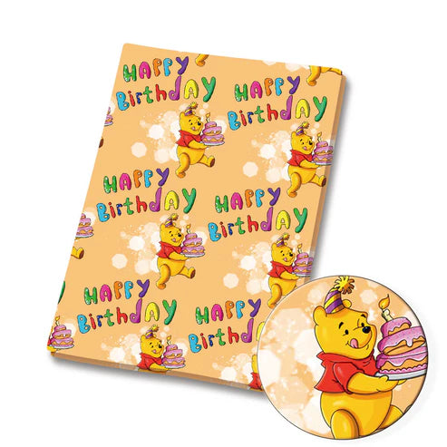 Honey Bear Birthday Polycotton Fabric - Half Yard (18” x 55”) 35323
