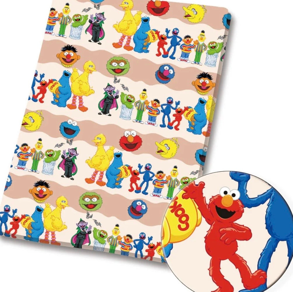 Sesame Street Muppets Elmo Big Bird Character Polycotton Fabric - Half Yard (18” x 55”) 3020