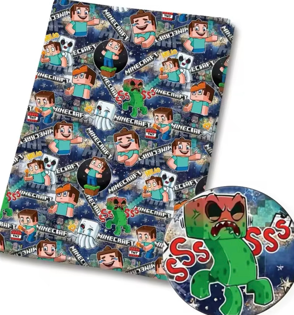 Minecraft polyCotton Fabric Half Yard (18” x 55”)