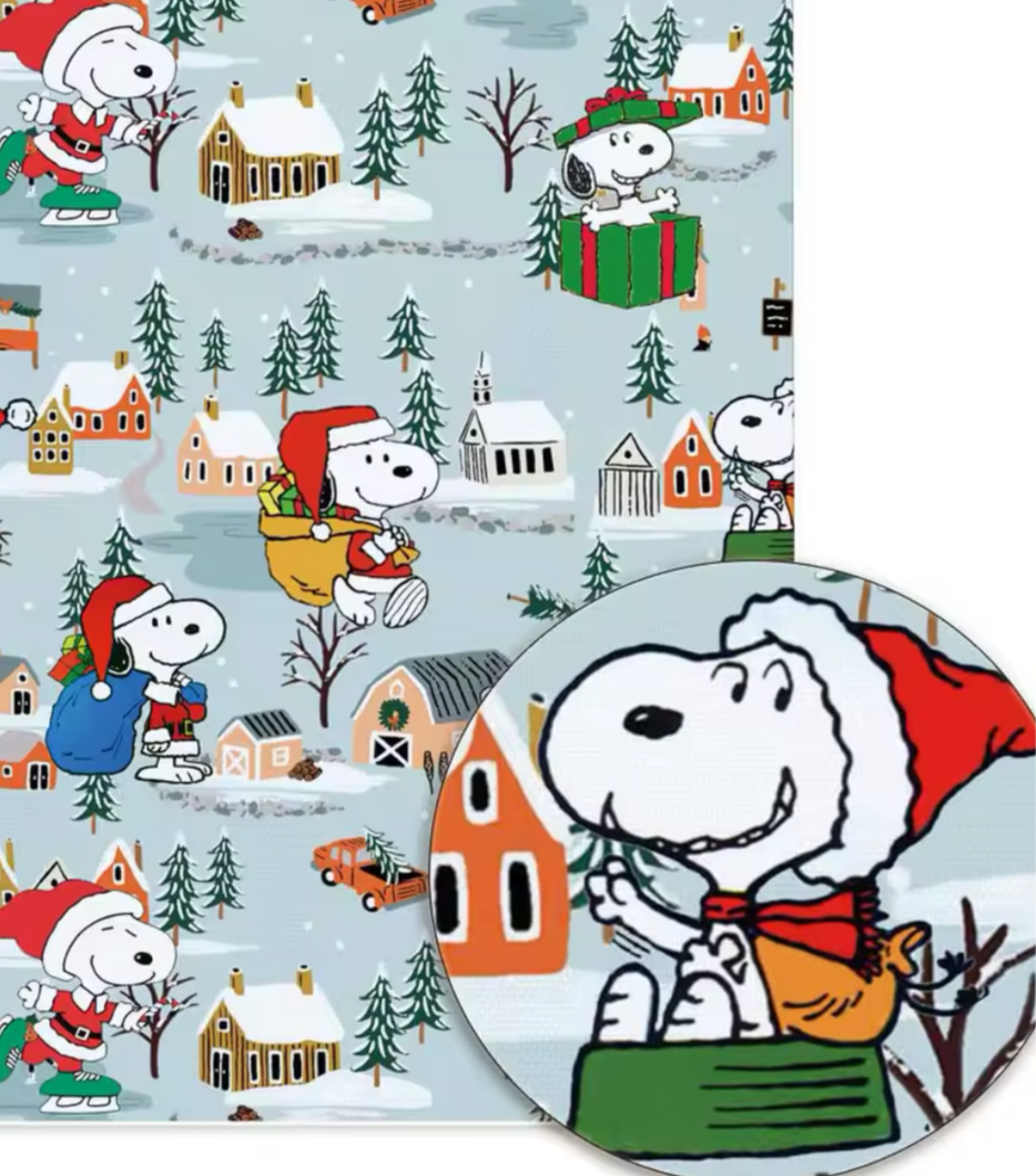 Snoopy Christmas polyCotton Fabric Half Yard (18” x 55”)