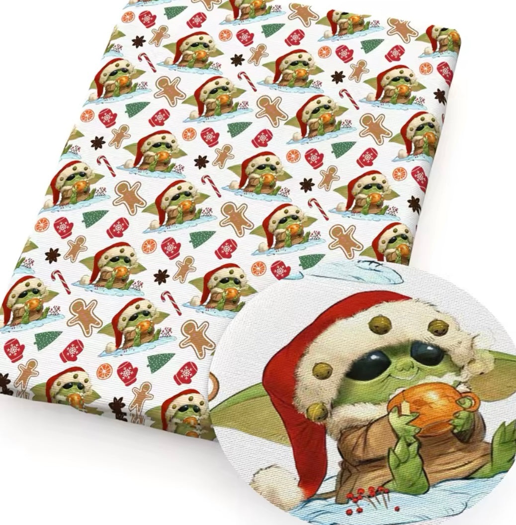 Grogu Christmas polyCotton Fabric Half Yard (18” x 55”)