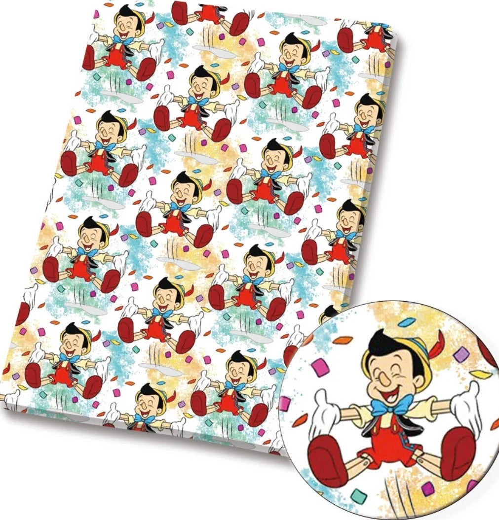 Disney Pinocchio Jiminy Cricket Character Polycotton Fabric - Half Yard (18” x 55”) 80111