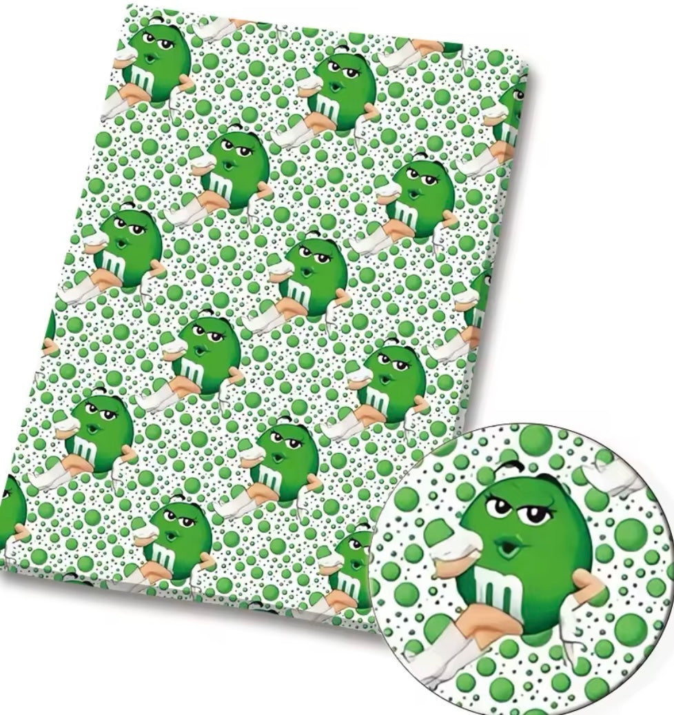 M & M’s Green polyCotton Fabric Half Yard (18” x 55”)
