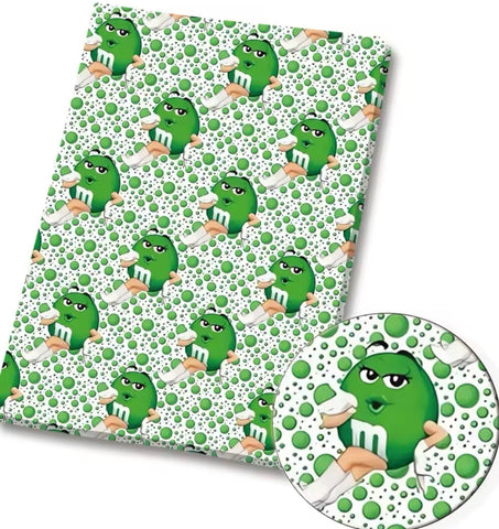 M & M’s Green polyCotton Fabric Half Yard (18” x 55”)