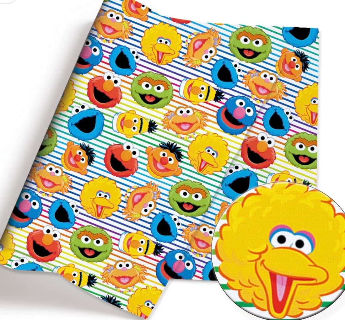 Sesame Street Muppets Elmo Big Bird Character Polycotton Fabric - Half Yard (18” x 55”) 11718