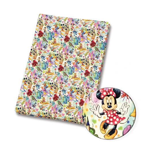 Classic Mouse Friends Polycotton Fabric - Half Yard (18” x 55”) 4015