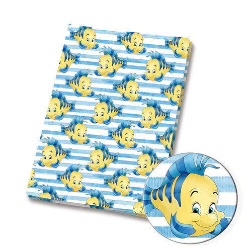 Yellow Blue Fish Polycotton Fabric - Half Yard (18” x 55”) 4045