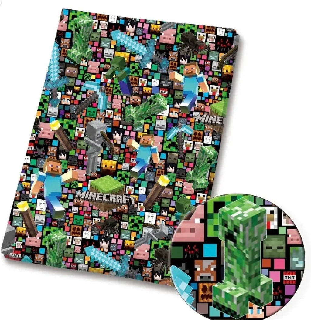 Minecraft Pixel Blocks game Creeper Character Polycotton Fabric - Half Yard (18” x 55”) 4185