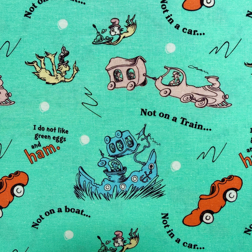 Dr Seuss Green Eggs and Ham Cotton Fabric - Half Yard (18” x 55”)