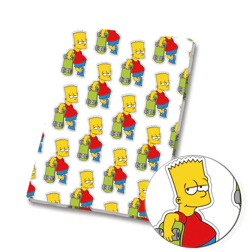 Yellow Cartoon Family Skateboard Polycotton Fabric - Half Yard (18” x 55”) 36282