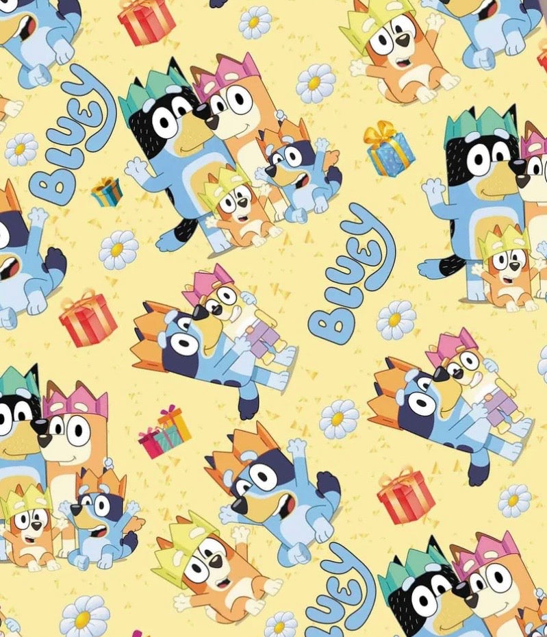 Bluey Bingo dogs children character Character Polycotton Fabric - Half Yard (18” x 55”) 14825