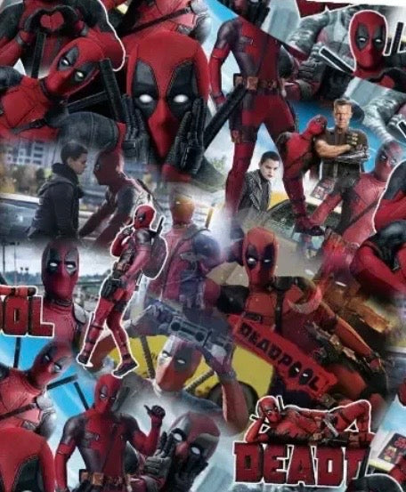 Marvel Avengers Superhero Deadpool Polycotton Fabric - Half Yard (18” x 55”) 30992