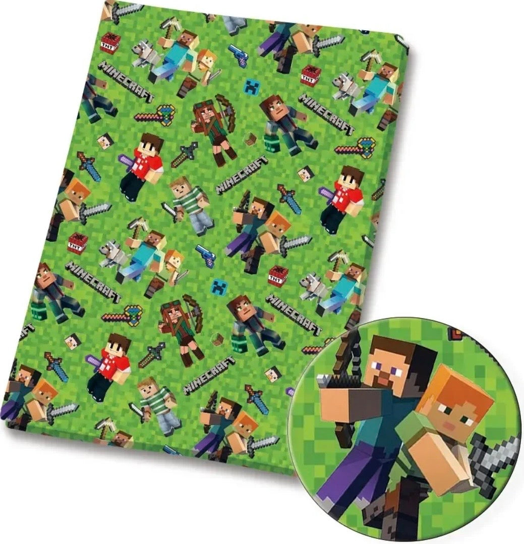 Minecraft Pixel Blocks game Creeper Character Polycotton Fabric - Half Yard (18” x 55”) 90049
