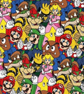 Super Mario Luigi Yoshi Bowser Princess Peach game Polycotton Fabric - Half Yard (18” x 55”) 40332