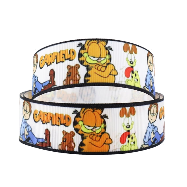 Retro Orange Cartoon Cat Grosgrain Ribbon 1265744