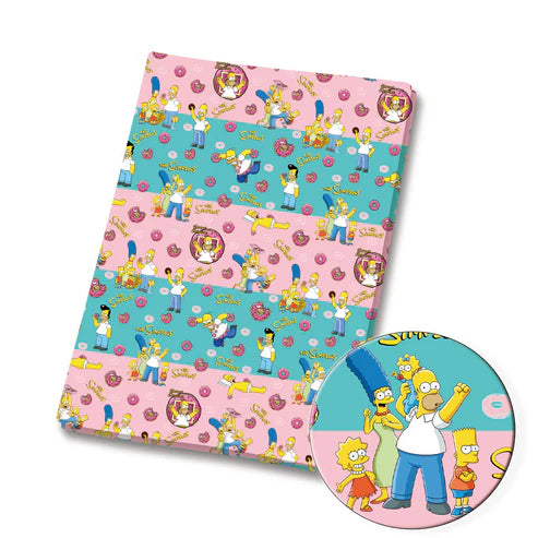 Yellow Cartoon Family Polycotton Fabric - Half Yard (18” x 55”) 10903