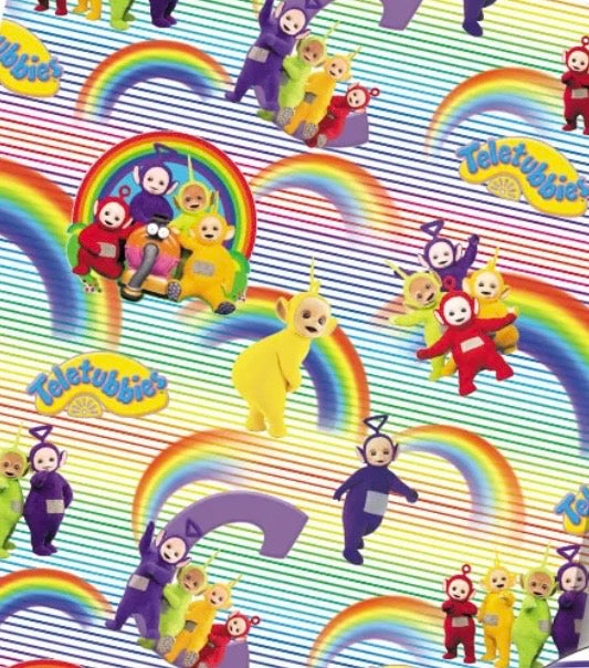 Teletubbies Rainbow children character Dipsy LaLa Polycotton Fabric - Half Yard (18” x 55”) 11519