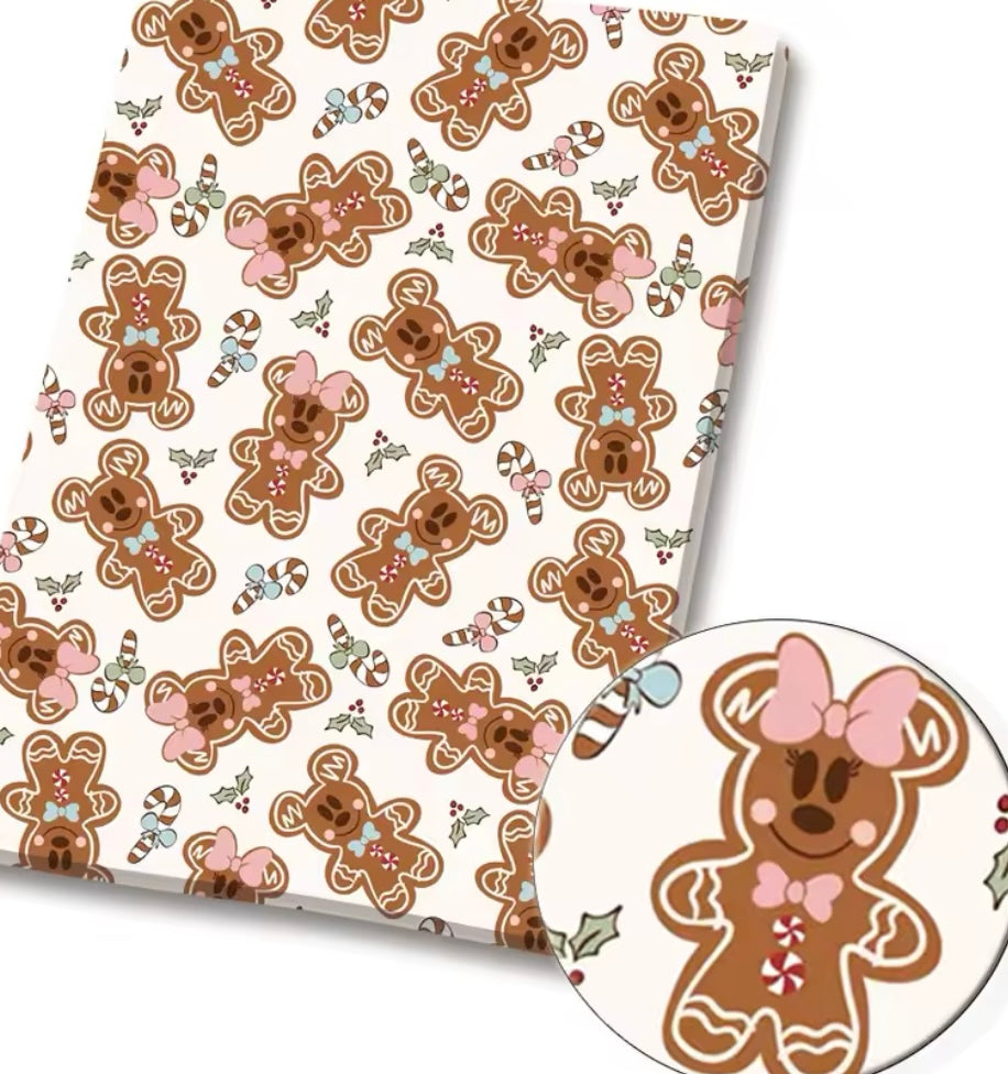 Minnie Mouse Gingerbread polyCotton Fabric Half Yard (18” x 55”)