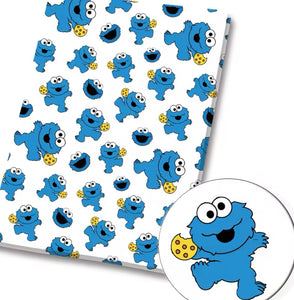 Baby Cookie Monster print polyCotton Fabric Half Yard (18” x 55”)