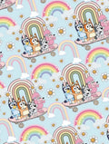 Bluey Bingo dogs children character rainbow Character Polycotton Fabric - Half Yard (18” x 55”) 14820