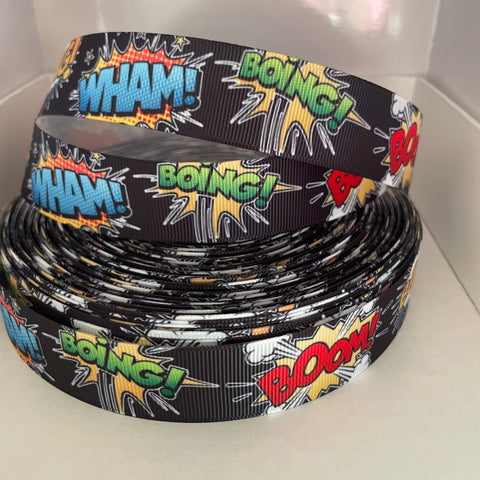 Superhero Words Grosgrain Ribbon