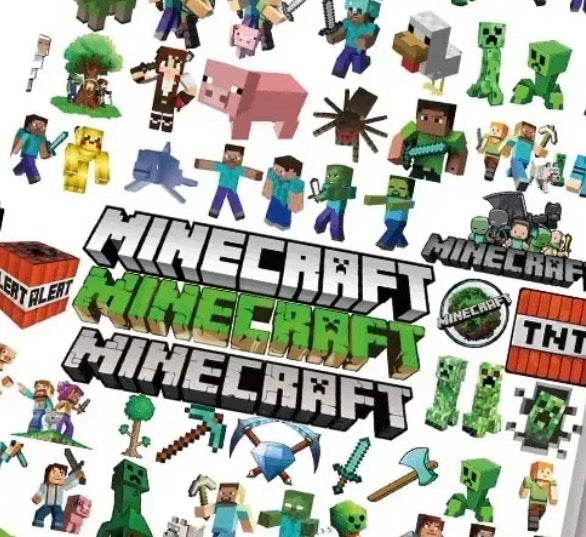 Minecraft Pixel Blocks game Creeper Character Polycotton Fabric - Half Yard (18” x 55”) 39247