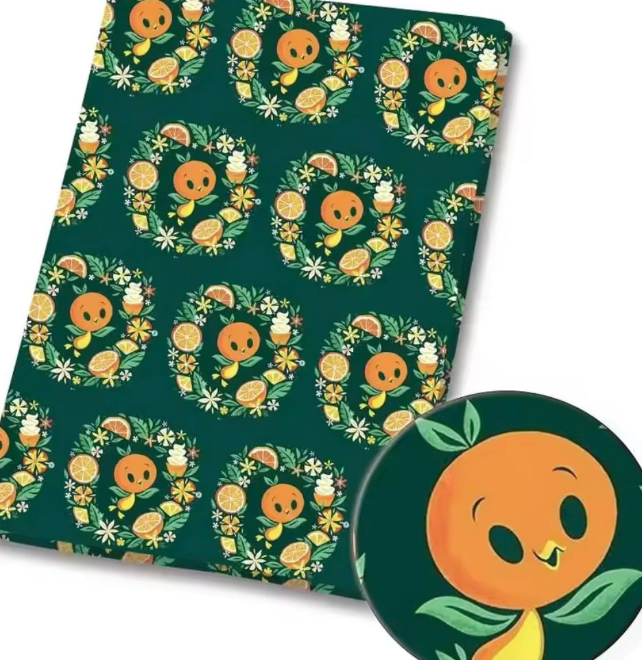 Orange Bird Polycotton Fabric Half Yard (18” x 50”)