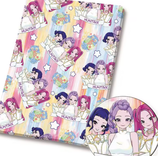 KPop Demon Hunters Huntrix polyCotton Fabric Half Yard (18” x 55”)