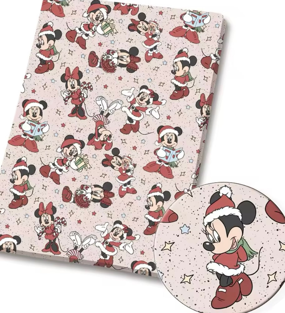 Mickey and Minnie Christmas polyCotton Fabric Half Yard (18” x 55”)