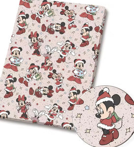 Mickey and Minnie Christmas polyCotton Fabric Half Yard (18” x 55”)