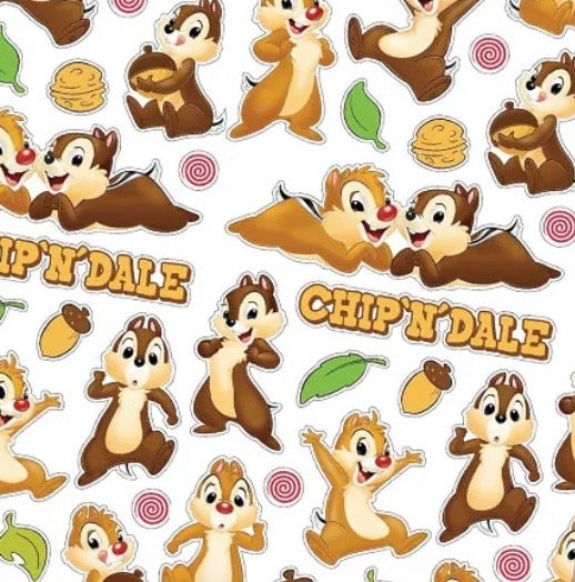 Disney Chip n Dale Chipmunks character Polycotton Fabric - Half Yard (18” x 55”) 50120