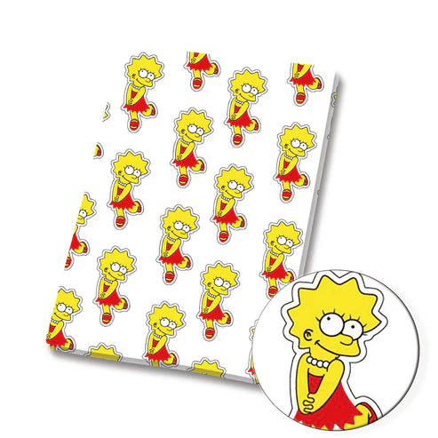 Yellow Cartoon Family Girl Polycotton Fabric - Half Yard (18” x 55”) 36281
