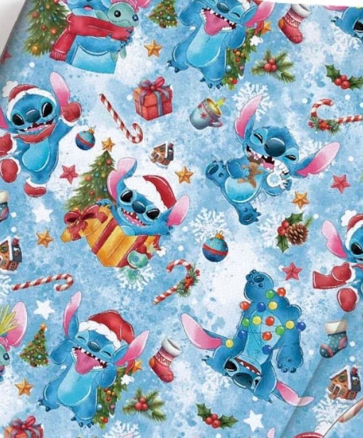 Disney Stitch Alien Christmas Polycotton fabric - Half Yard (18” x 55”) 45851