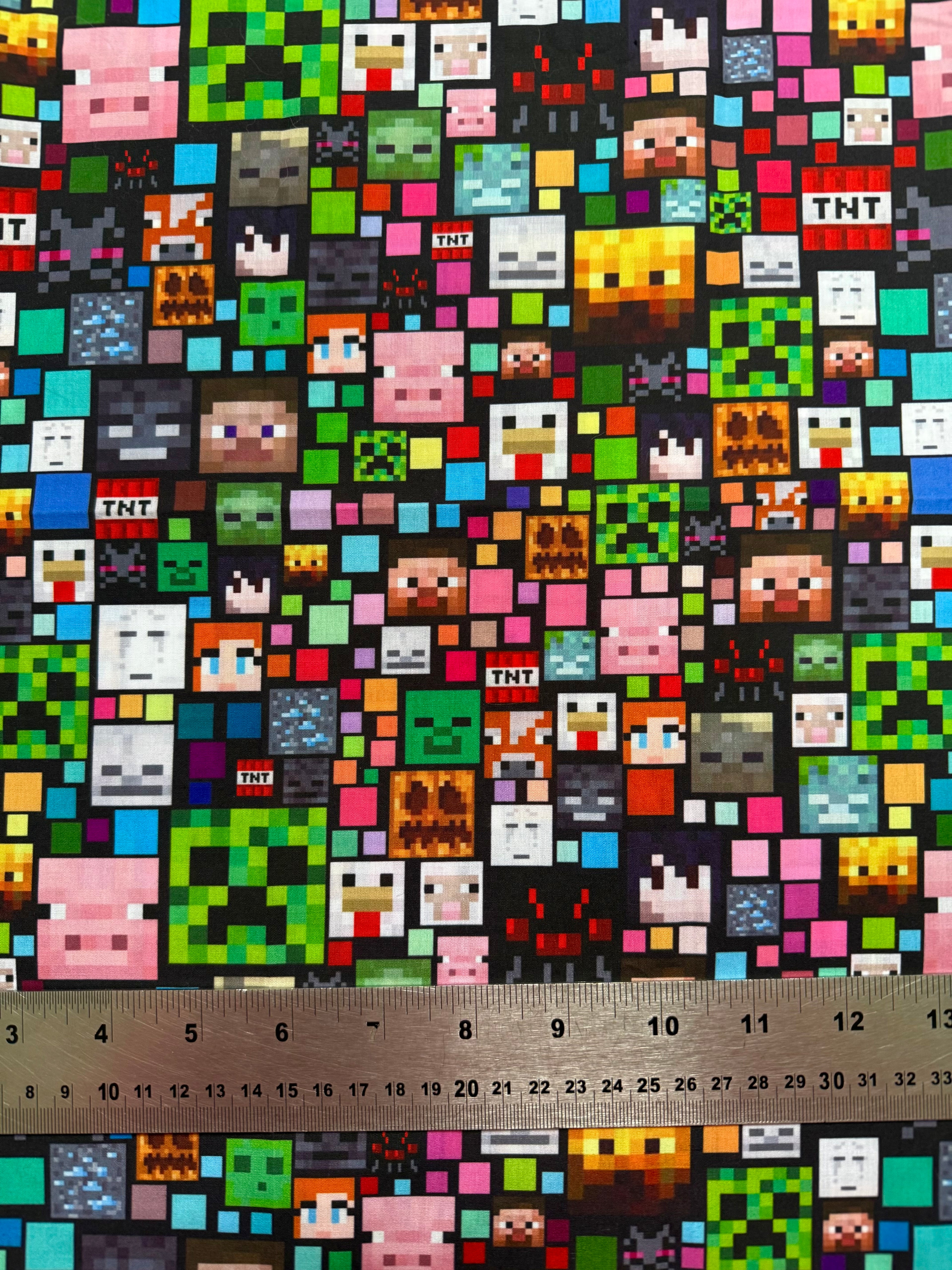 Pixel Blocks game Polycotton Fabric - Half Yard (18” x 55”) 9505