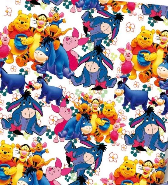 Disney Winnie the Pooh Bear Roo Tigger Piglet Eeyore Polycotton Fabric - Half Yard (18” x 55”) 36696