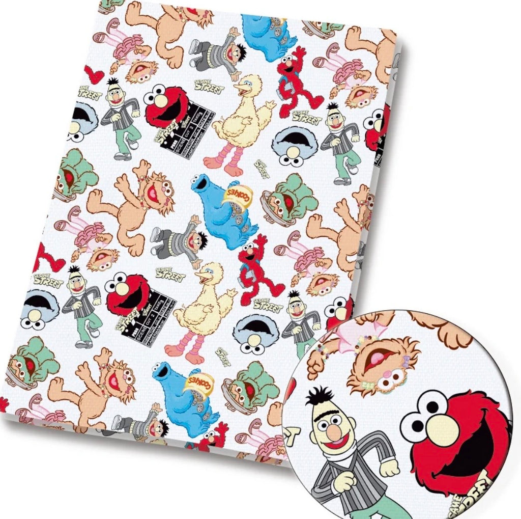 Sesame Street Muppets Elmo Big Bird Character Polycotton Fabric - Half Yard (18” x 55”) 1648