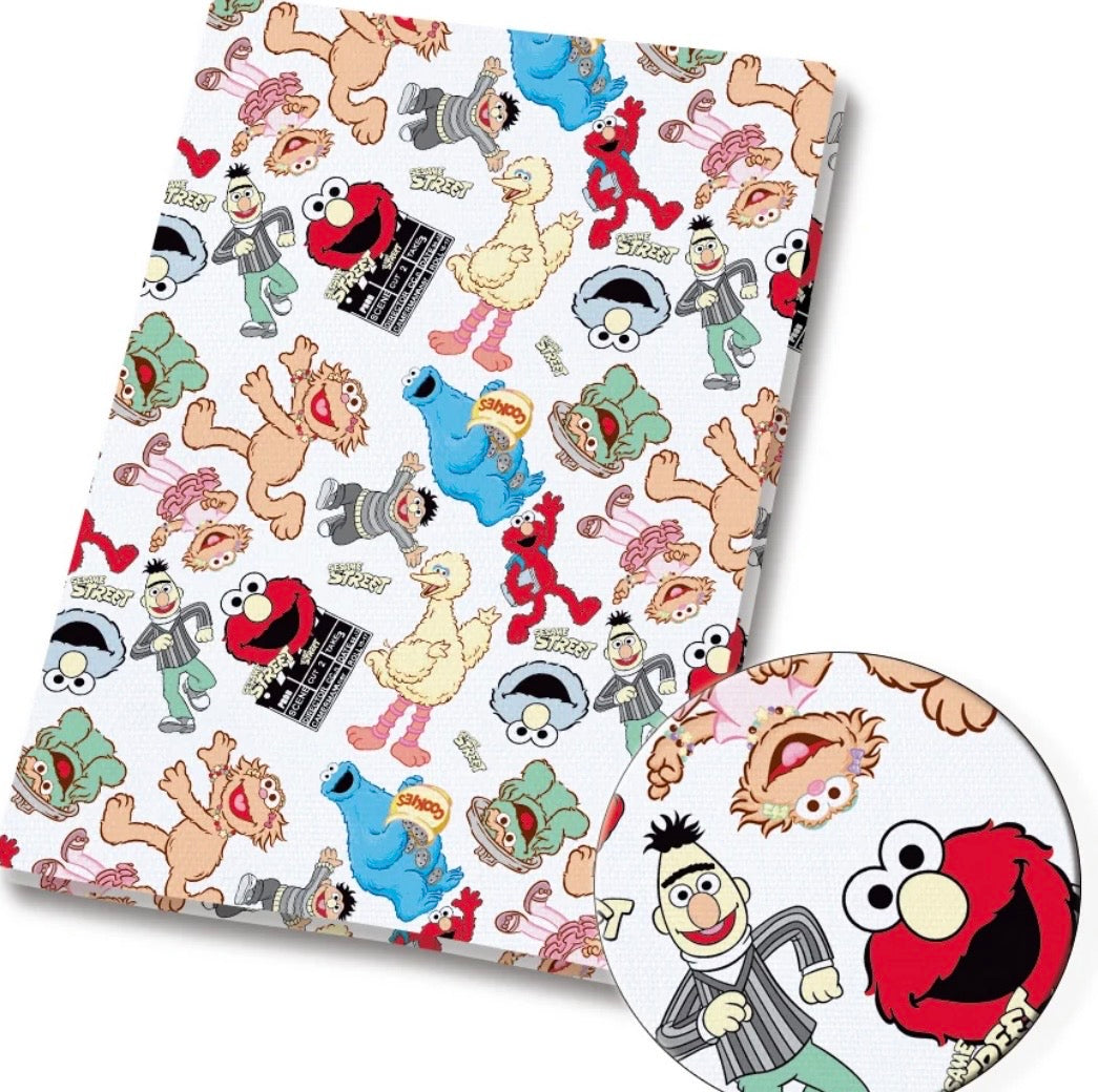 Sesame Street Muppets Elmo Big Bird Character Polycotton Fabric - Half Yard (18” x 55”) 1648