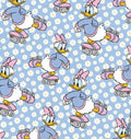 Disney Daisy Duck Rollerskates character Polycotton Fabric - Half Yard (18” x 55”) 42066