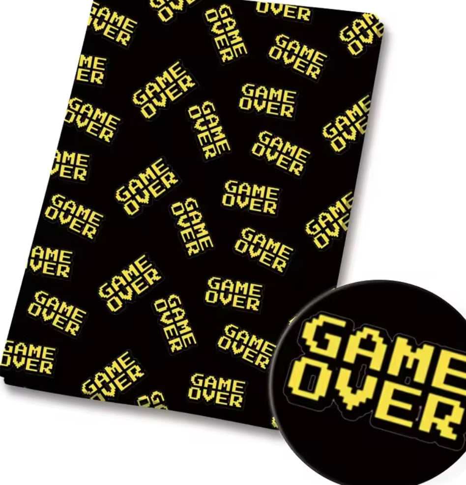 Mario Game Over polyCotton Fabric Half Yard (18” x 55”)