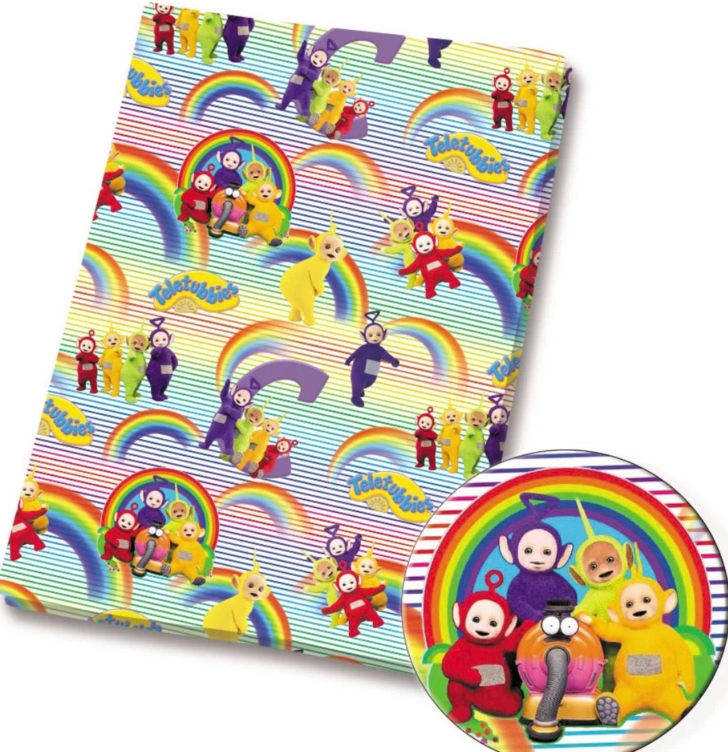 Teletubbies Rainbow children character Dipsy LaLa Polycotton Fabric - Half Yard (18” x 55”) 11519