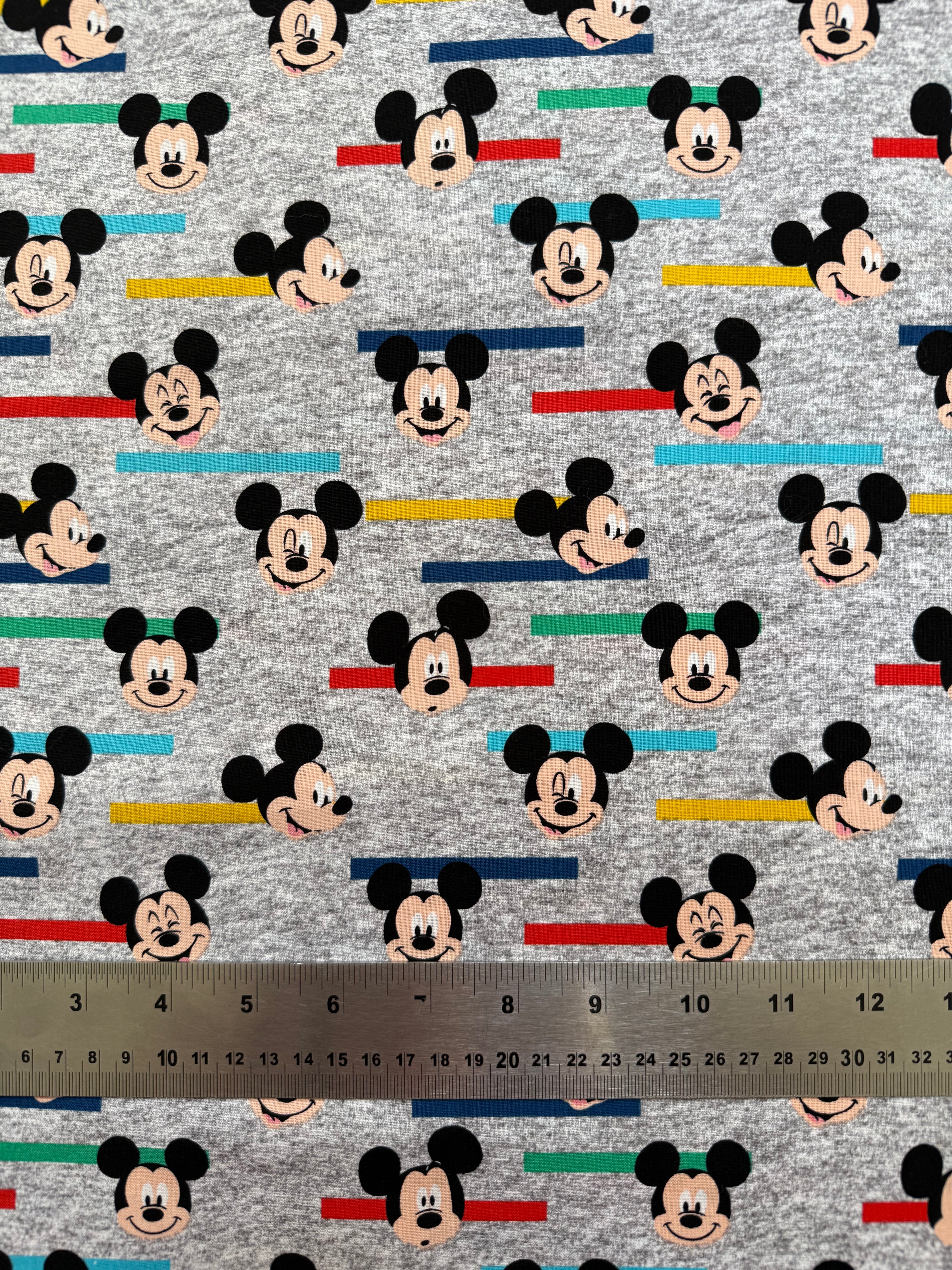 Mickey Mouse Cotton Fabric - Half Yard (18” x 44”)