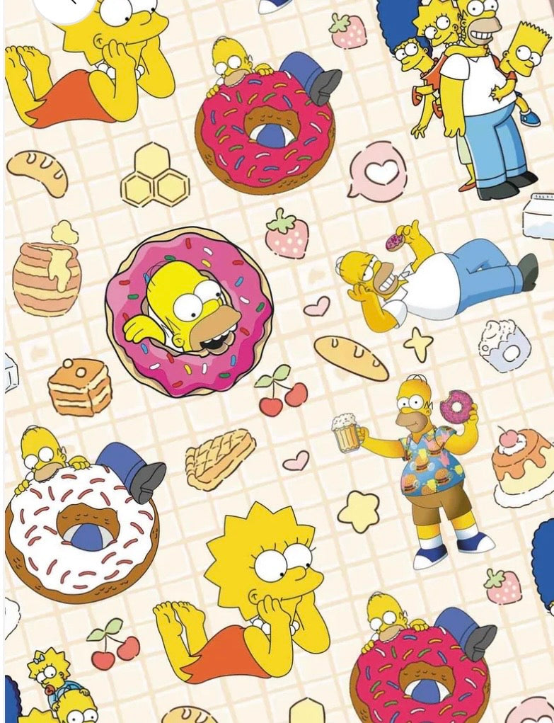 The Simpsons Homer Bart Cartoon Character Polycotton Fabric - Half Yard (18” x 55”) 15757