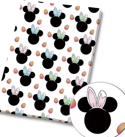 Minnie Mouse Easter Bunny ears  polyCotton Fabric Half Yard (18” x 55”)